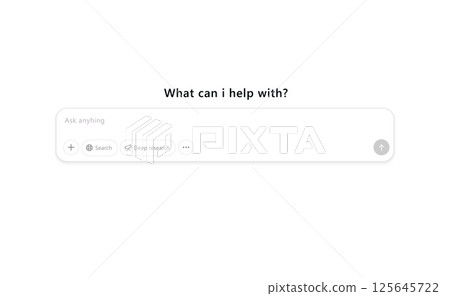 Minimalist chatbot interface with search options 125645722