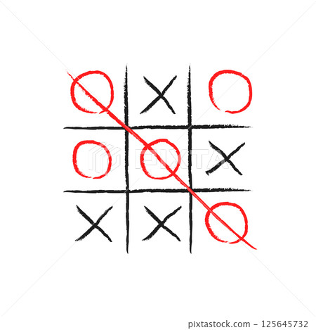 Winning tic tac toe move marked in red Winning tic tac toe move marked in red 125645732