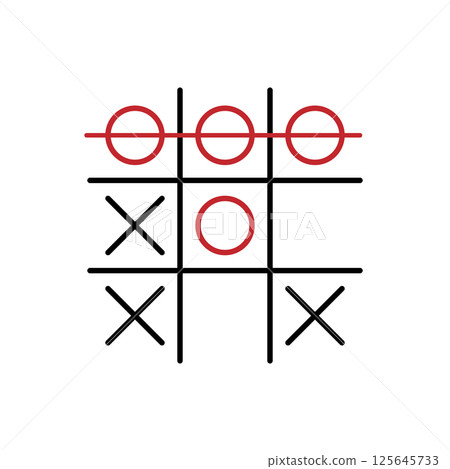 Clean tic tac toe grid with winning row 125645733