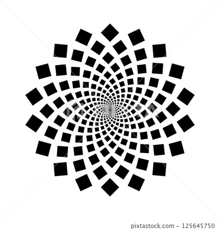 Spiral grid of black square shapes Spiral grid of black square shapes 125645750