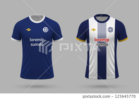 3d realistic soccer home and away jersey in Alianza Lima style, football kit template 125645770