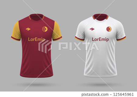 3d realistic soccer home and away jersey in Deportes Tolima style, football kit template 125645961