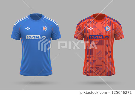 3d realistic soccer home and away jersey in Universidad de Chile style, football kit template 125646271