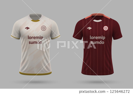 3d realistic soccer home and away jersey in Universitario de Deportes style, football kit template 125646272
