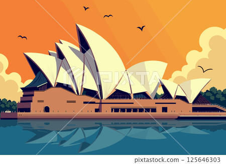 Vibrant Digital Illustration of Sydney Opera House 125646303