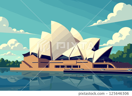Vibrant Digital Illustration of Sydney Opera House 125646306