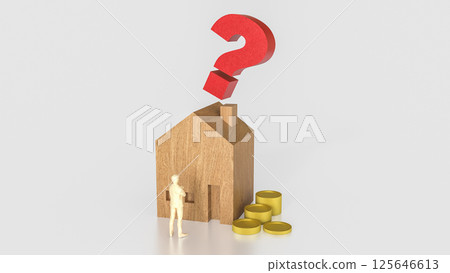 The House and question mark for real estate or property concept 3d rendering. 125646613