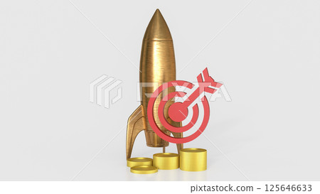The Copper rocket and target for Business concept 3d Rendering. The Copper rocket and target for Business concept 3d Rendering. 125646633