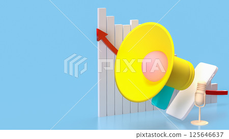 The Megaphone for Music or Media concept 3d Rendering. The Megaphone for Music or Media concept 3d Rendering. 125646637