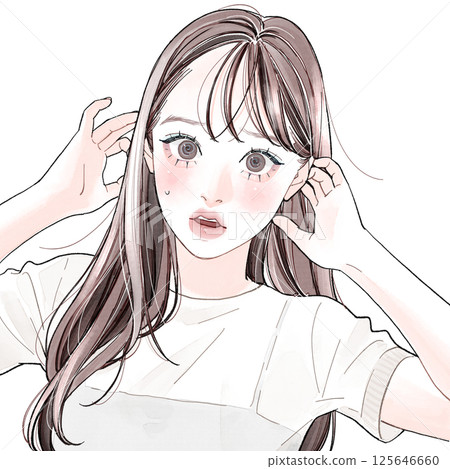 A woman in a panic state 125646660