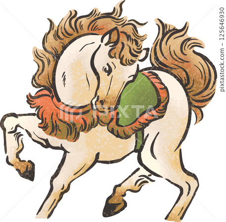 Horse watercolor ink painting hand-drawn 2026 Reiwa 8 New Year's card Horse Year of the Horse Year of the Horse Illustration material Horse watercolor ink painting hand-drawn 2026 Reiwa 8 New Year's card Horse Year of the Horse Year of the Horse Illustration material 125646930