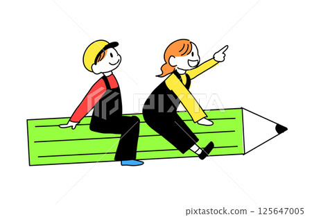 Child straddling a pencil 125647005