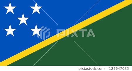 Official national Flag of Solomon Islands. Oceania. Correct proportions and colors. Vector illustration 125647083