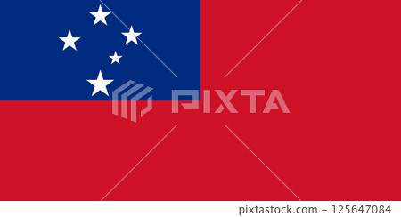 Official national Flag of Samoa. Flag of the Independent State of Samoa. Polynesia. Correct proportions and colors. Vector illustration 125647084