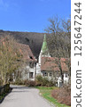Timber-framed buildings and church steeples in Blaubeuren (Germany) 125647244