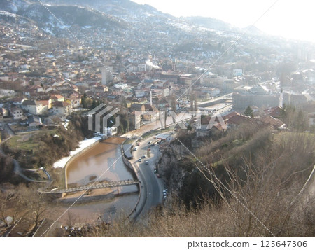 Winter evening in Sarajevo, the capital of Bosnia and Herzegovina 125647306