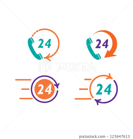 24 hour logo and symbol 125647613