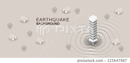 Earthquake concept showing concentric shockwaves spreading from a tall building to surrounding houses in a cityscape with trees, symbolizing seismic activity. Earthquake concept showing concentric shockwaves spreading from a tall building to surrounding houses in a cityscape with trees, symbolizing seismic activity. 125647987