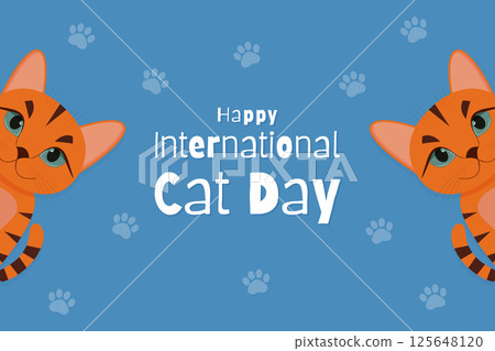 happy international cat day flat vector illustration 125648120