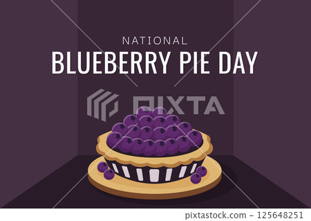 National Blueberry Pie Day Flat Vector Illustration National Blueberry Pie Day Flat Vector Illustration 125648251
