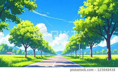 新鮮的綠樹成蔭的大道 125648438