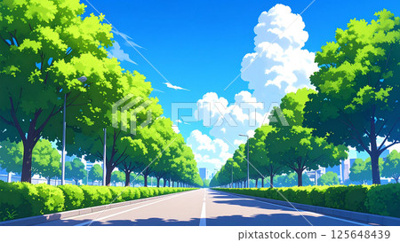 新鮮的綠樹成蔭的大道 125648439