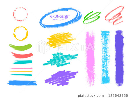 Highlighter and felt pen strokes .Multicolored Brush strokes .Textured labels, long banners.Design elements. Highlighter and felt pen strokes .Multicolored Brush strokes .Textured labels, long banners.Design elements. 125648566