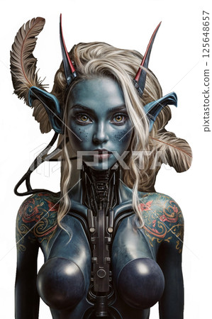 elf warrior with sword isolated on white 125648657