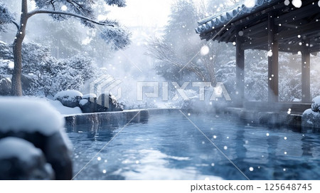 Winter open-air bath 125648745