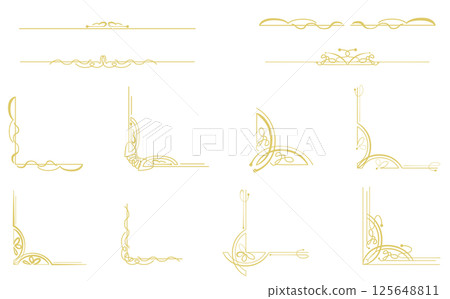 Golden decorative frame material set 125648811