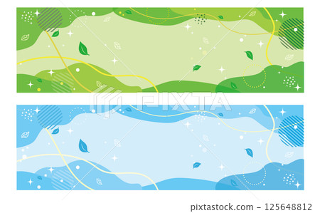 Green and light blue refreshing background illustration material set 125648812