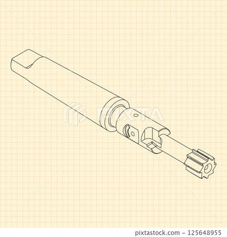 Mechanical engineering drawings. Tap tools, borer. Technical Design. Cover. Blueprint. Step Cutting Tool with Countersinking Function. Technical 3D Vector Illustration Mechanical engineering drawings. Tap tools, borer. Technical Design. Cover. Blueprint. Step Cutting Tool with Countersinking Function. Technical 3D Vector Illustration 125648955