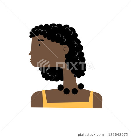 An illustration of a young African American woman. A girl's face in profile. An illustration of a young African American woman. A girl's face in profile. 125648975