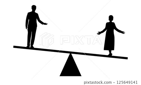 男人和女人的剪影在規模上_女人在底部 125649141