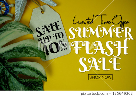 Summer Flash Sale 40% Promotion Offer Discount Retail Shopping Concept 125649362