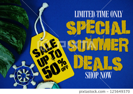 Special Summer Sale 50% Promotion Offer Discount Retail Shopping Concept Special Summer Sale 50% Promotion Offer Discount Retail Shopping Concept 125649370