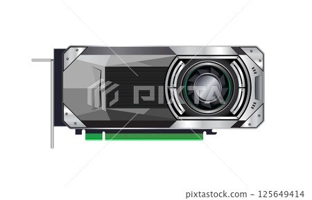 Graphics card GPU hybrid vector illustration isolated on white background. 125649414