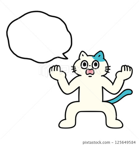 Shocked funny cat with speech bubble 125649584