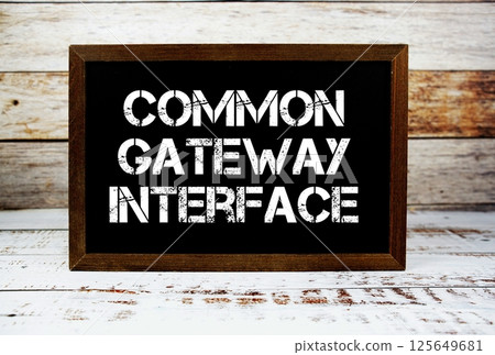Common Gateway Interface typography text on wooden blackboard Common Gateway Interface typography text on wooden blackboard 125649681
