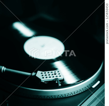 Vintage retro record player music 125650450