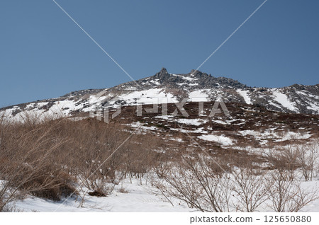 Scenery from the hiking trail on Mount Nasu in April 125650880