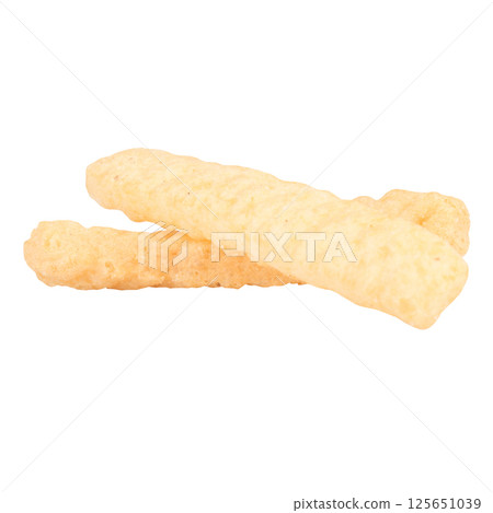 Crispy fried shrimp crackers isolated on white background Crispy fried shrimp crackers isolated on white background 125651039