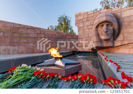 High relief sculpture of the "Grieving Motherland" monument on Glory Square in Samara, Russia High relief sculpture of the "Grieving Motherland" monument on Glory Square in Samara, Russia 125651701