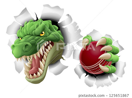 Crocodile Dinosaur Alligator Cricket Sports Mascot 125651867