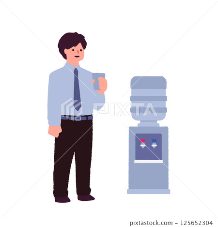 男性辦公室職員從飲水機喝水 125652304