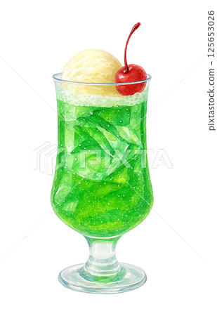 Cream soda illustration watercolor white background 125653026
