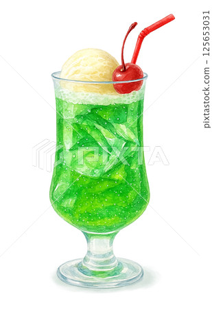 奶油蘇打水插圖水彩白色背景 125653031