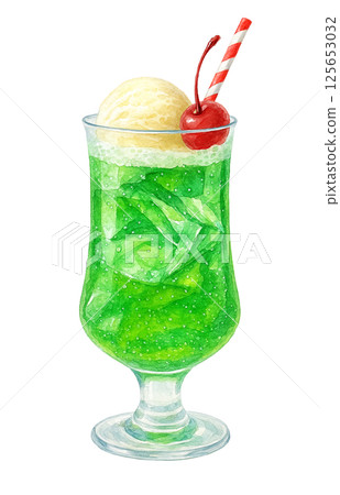 Cream soda illustration watercolor white background 125653032