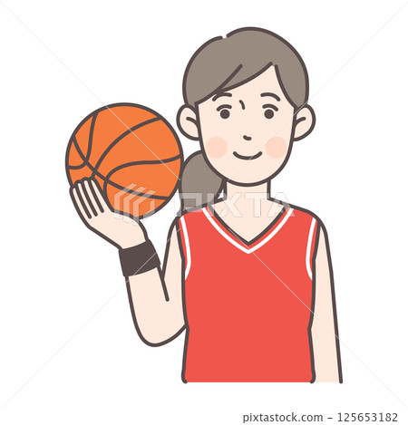 有球的女籃球運動員 有球的女籃球運動員 125653182