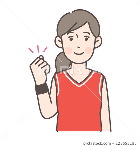 Female basketball player pumping her fist Female basketball player pumping her fist 125653183
